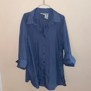Blue dress shirt formal button up going out punk y2k long sleeve oversized tee